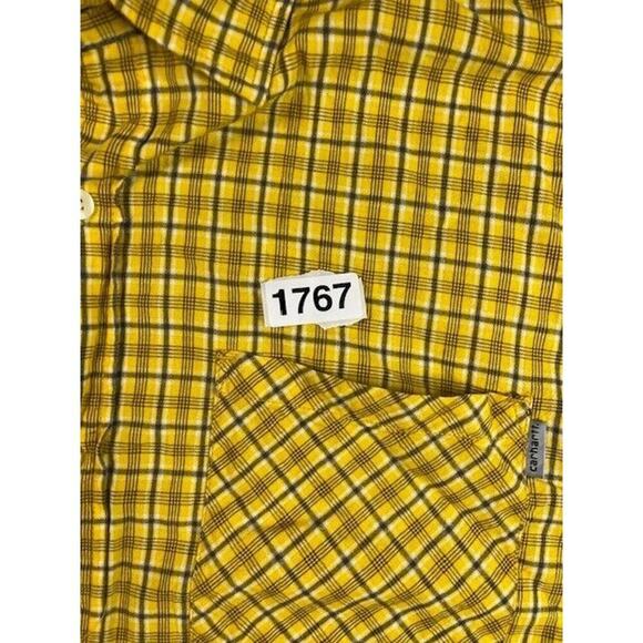 Carhartt Plaid Long Sleeve Shirt Relaxed Fit‎ Men's Large Yellow - Picture 6 of 6